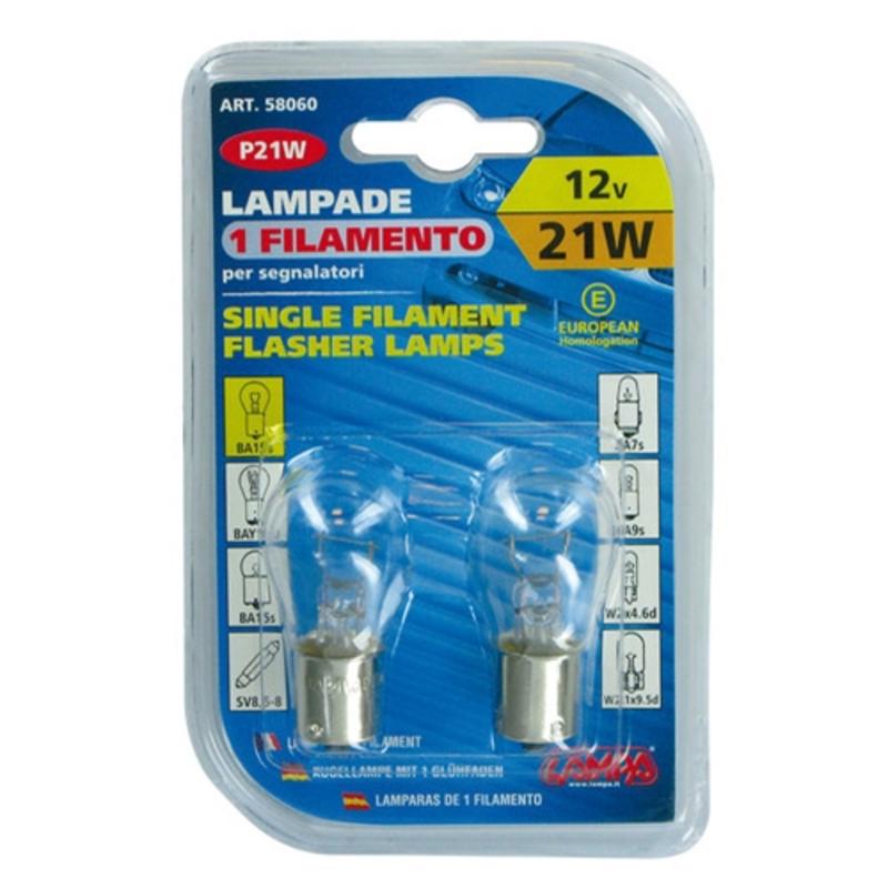 LAMPA / LAMPADE P21W 12V 21W 1 FILAMENTO ART.58060 / LAMPADINE PER AUTO