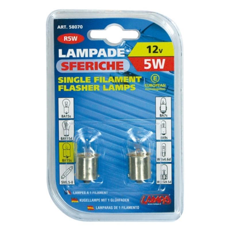 LAMPA / LAMPADE R5W 12V 5W SFERICHE ART.58070 / LAMPADINE PER AUTO